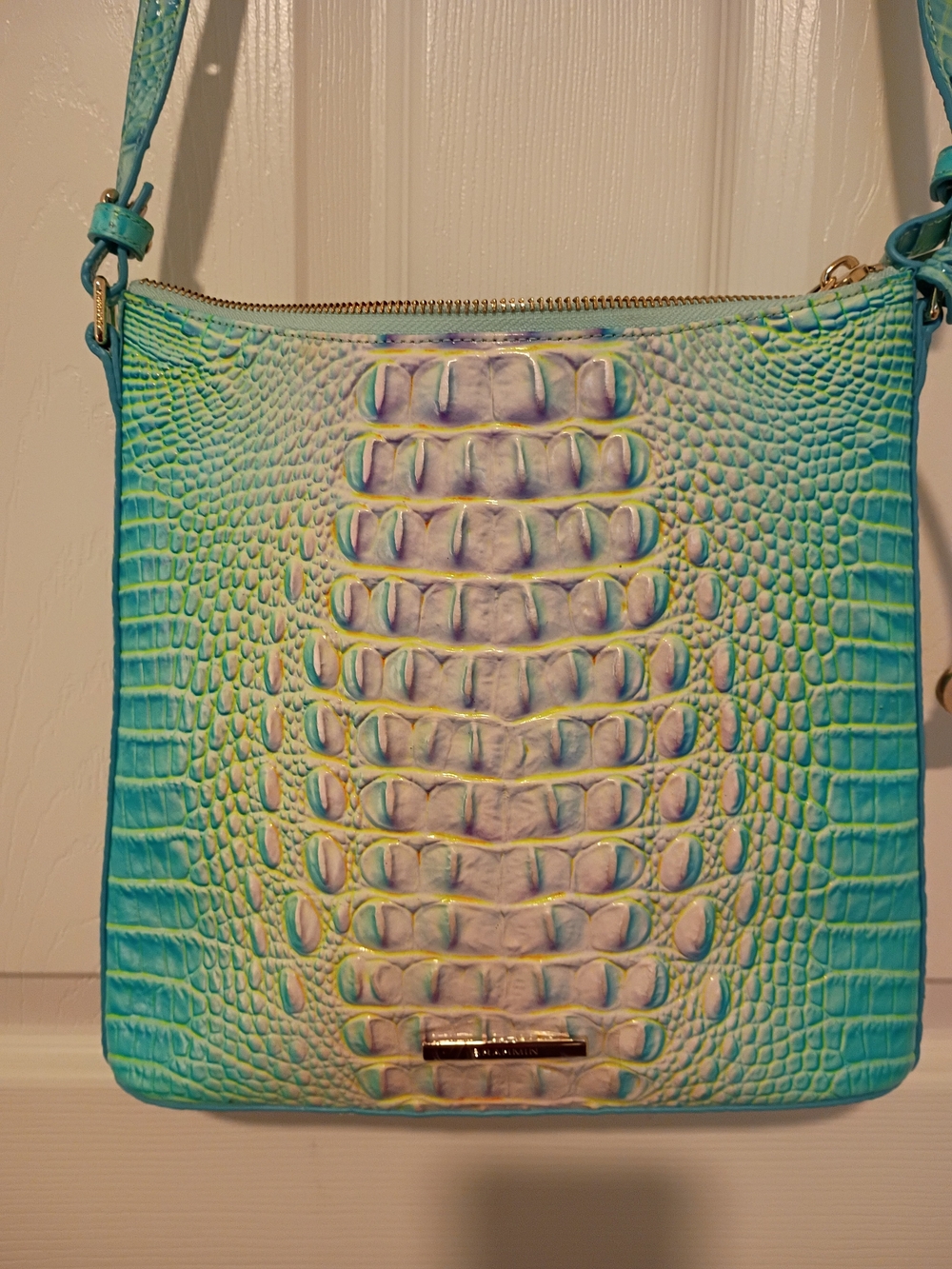 Brahminin Cotton Candy Ombré Croc Crossbody Bag